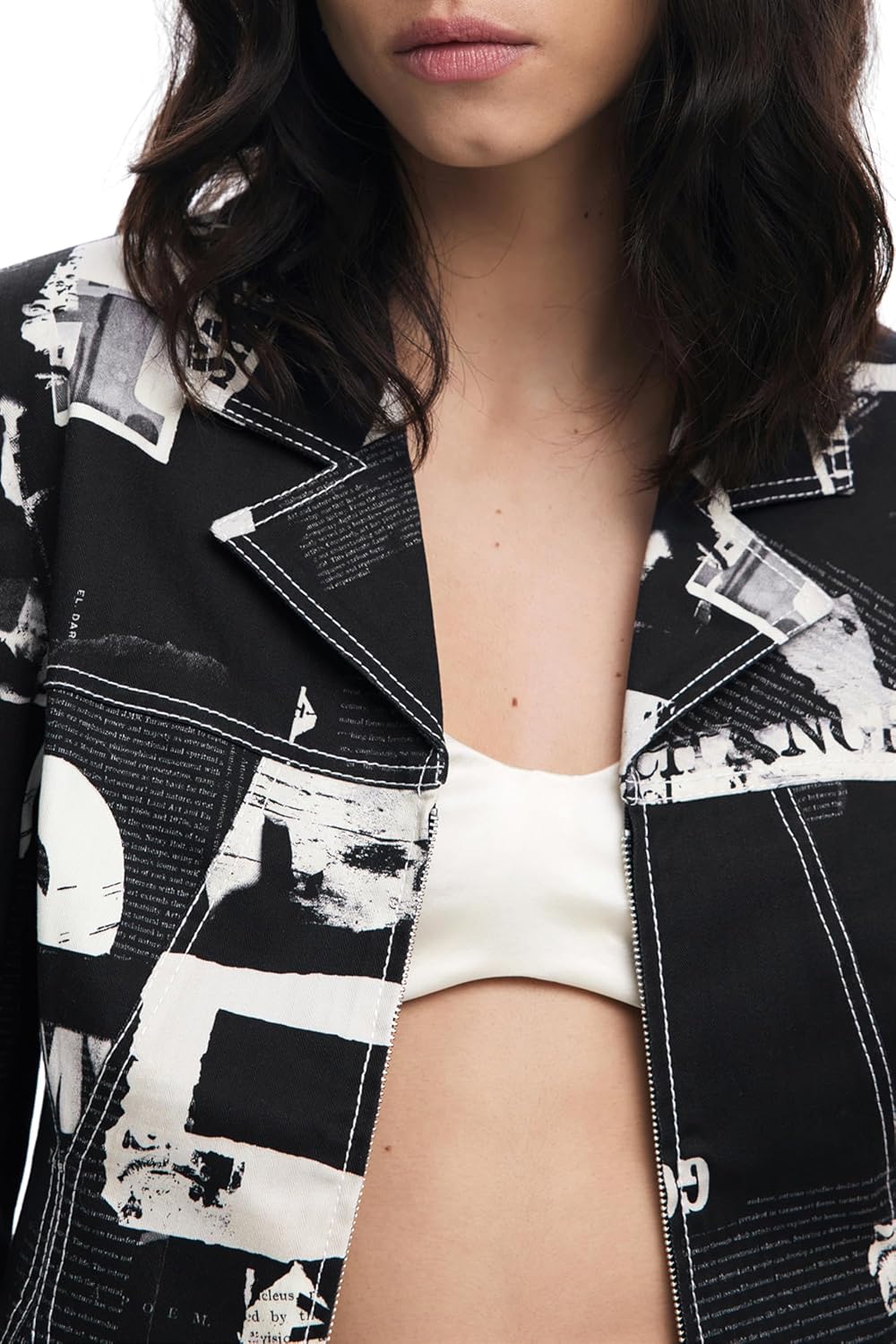 Desigual Women's Blazer_newspaper_bl