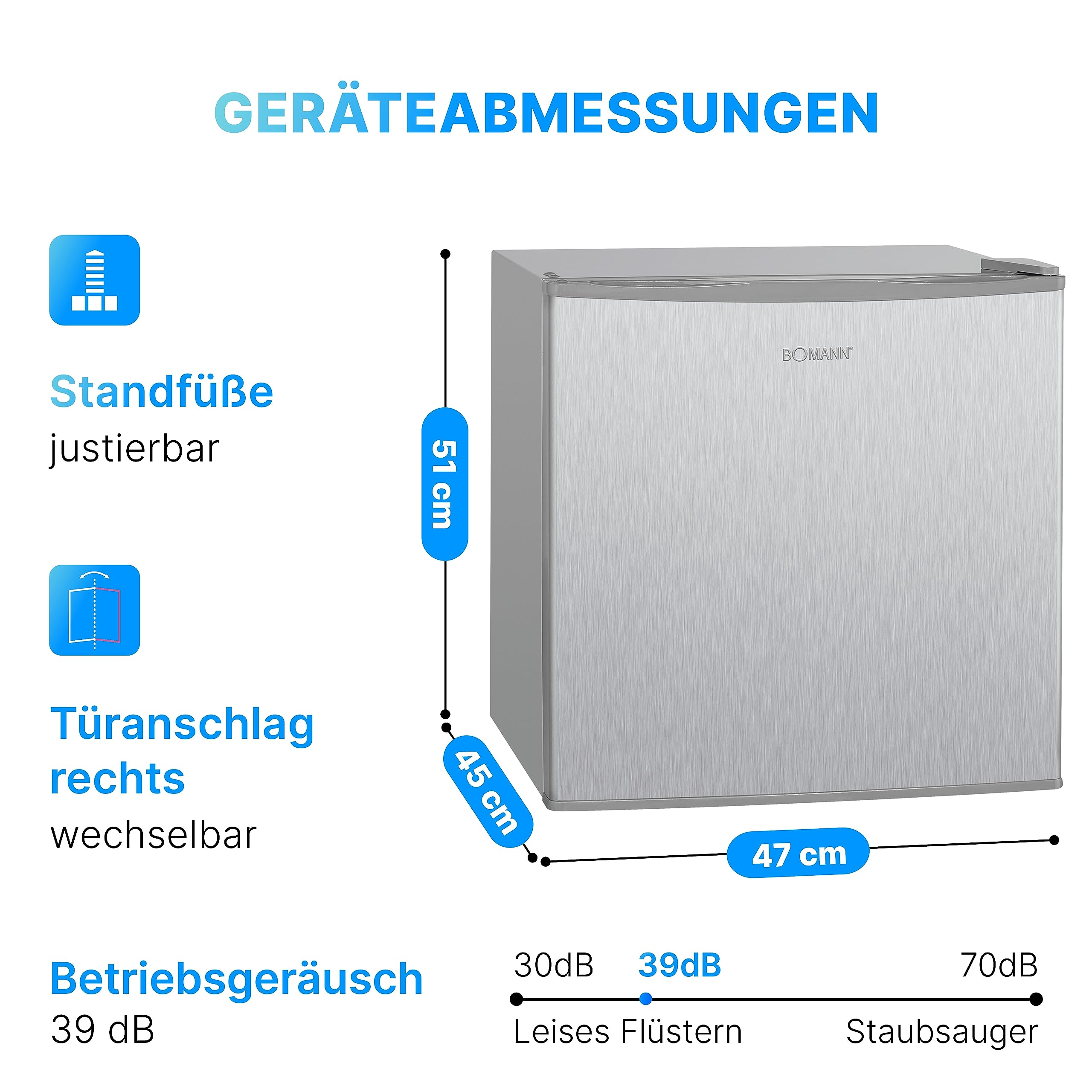 Bomann Congélateur Box 31L | Congélateur avec rangement à grille | fermeture de porte interchangeable et régulation de température en continu | Mini congélateur avec marquage 4 étoiles | GB 341.1 inox