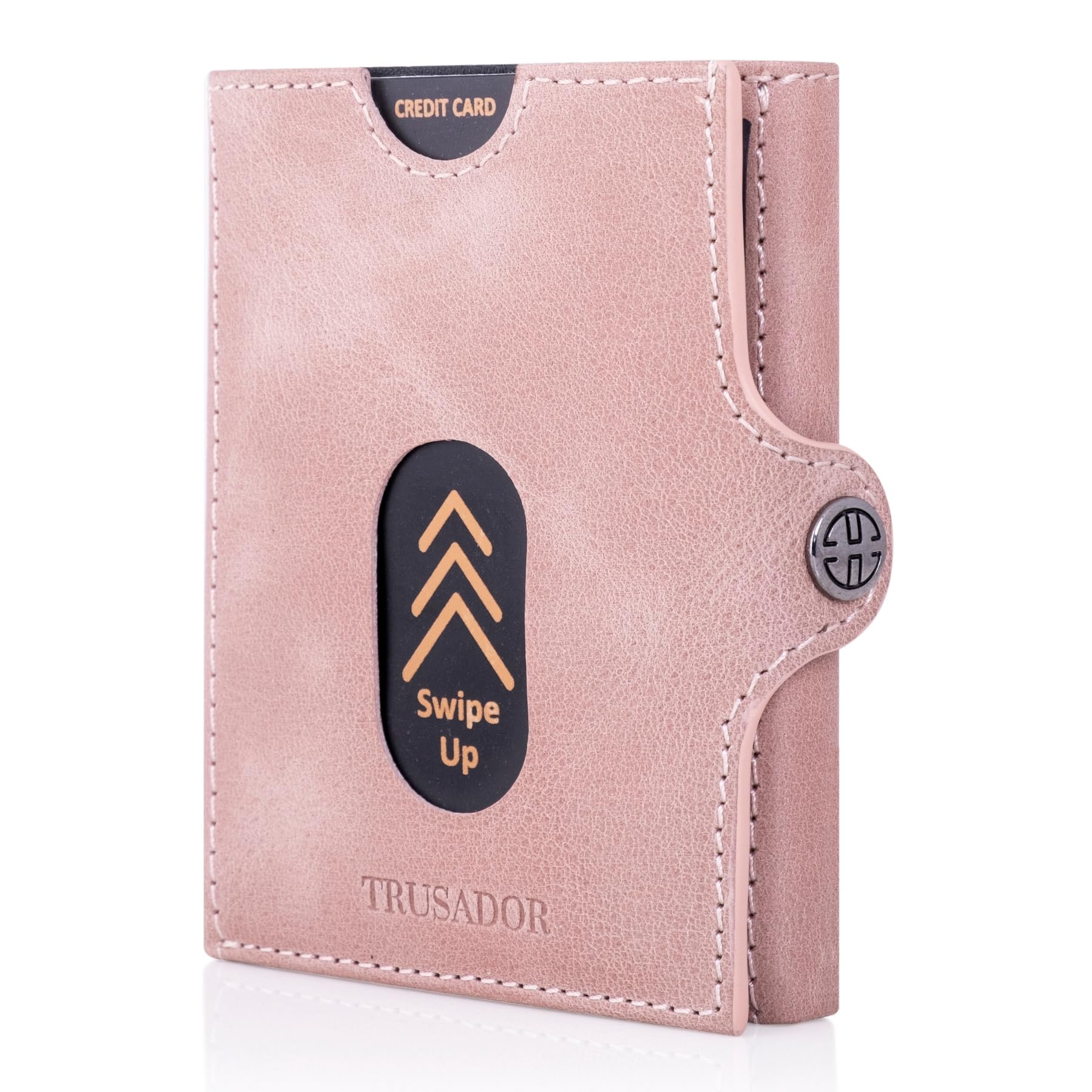 TRUSADOR Valencia Unisex Leather Wallet Small Compact Front Pocket RFID With Coin Pocket Wallets (With Coin Pocket, Pink)