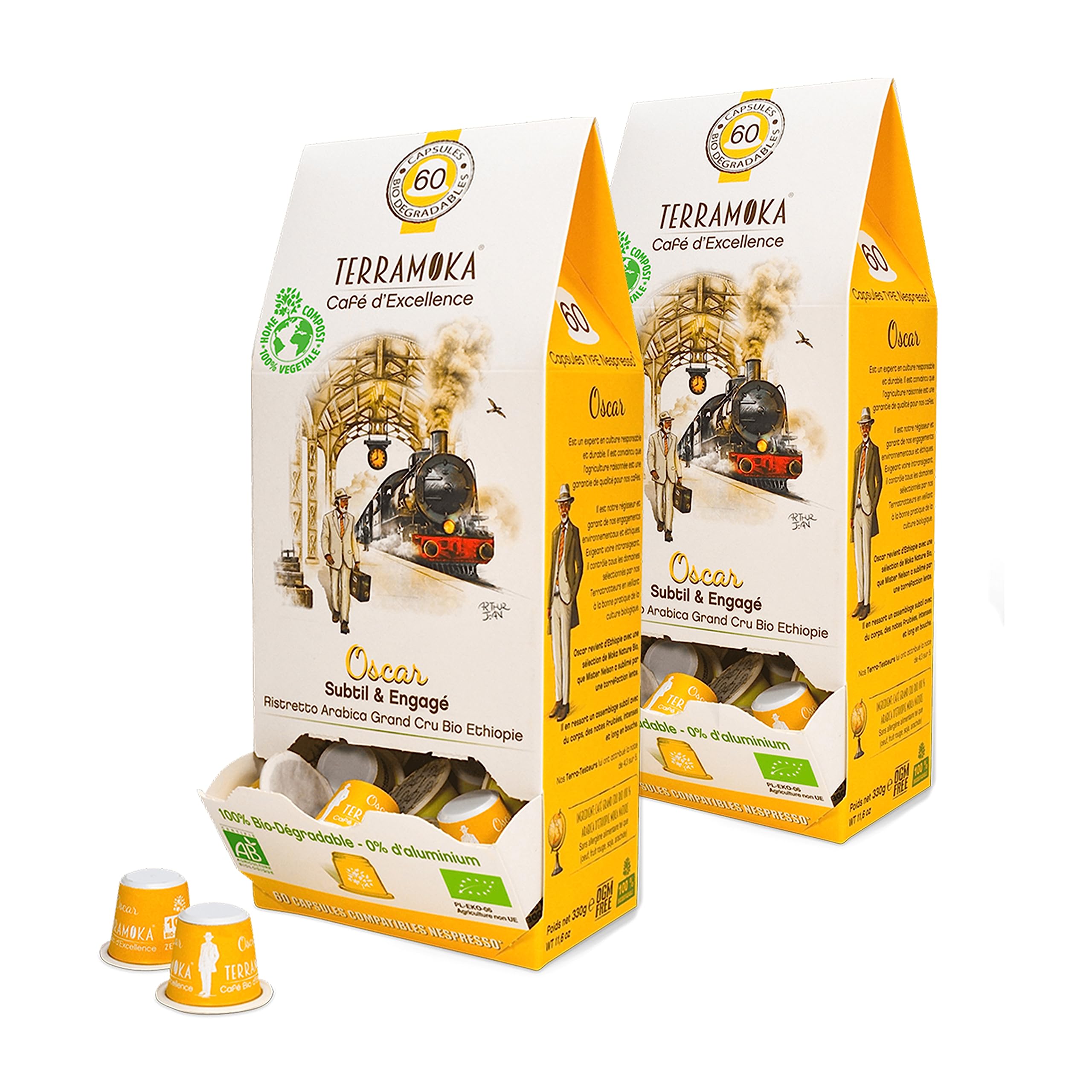 TERRAMOKA - Exzellenter Bio-Kaffee - 100% reiner Arabica aus Peru - Fruchtig, nuanciert und rassig - 300 Kapseln Kompatibel Zero Waste - Mr Albert- Frankreich