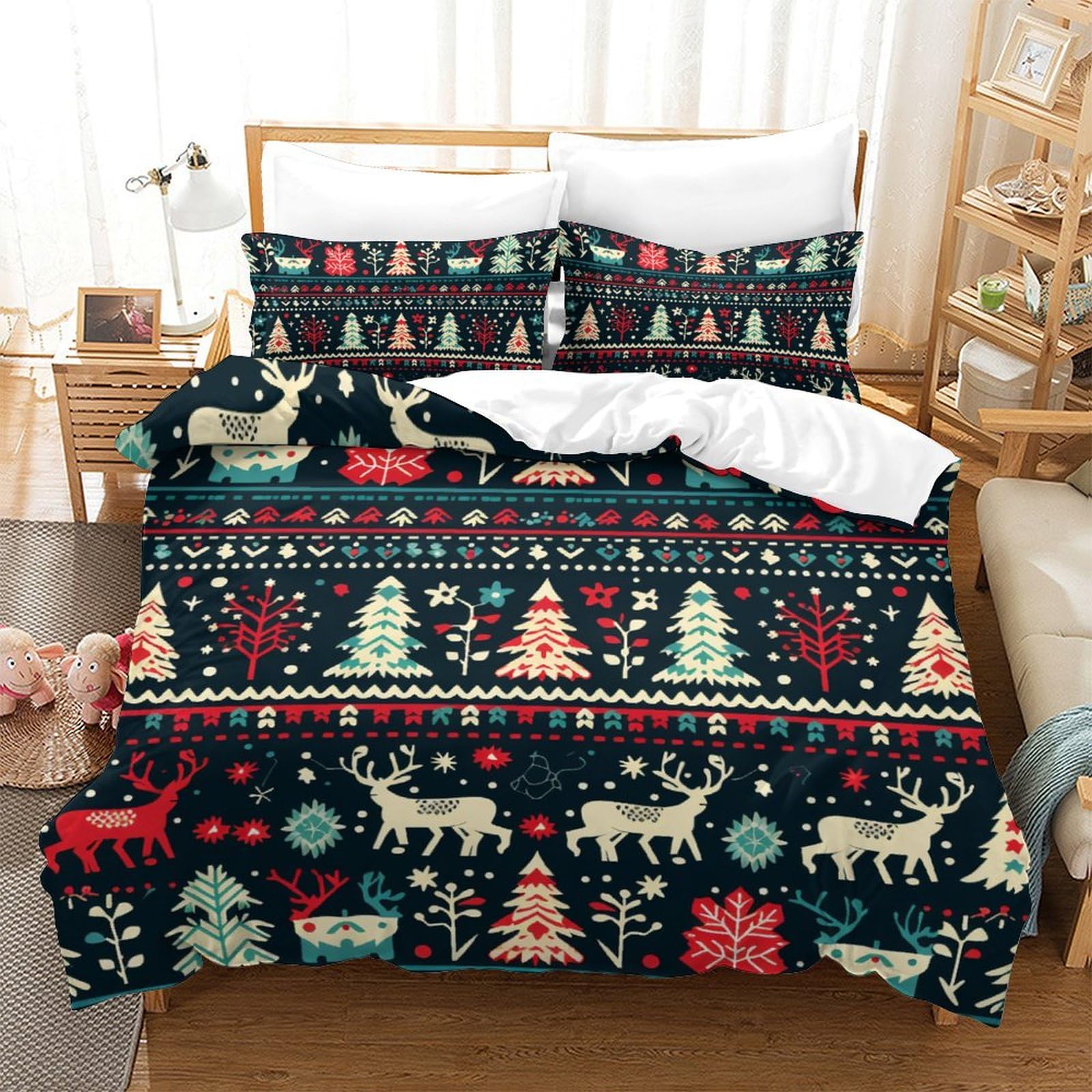 Housse de couette motif Noël 3D 200x200 cm, le cadeau cocooning idéal