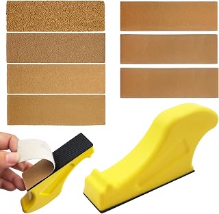 120 pcs Micro Detail Sander Paper Set for Small Projects, 40 80 120 180 240 400 600 grit Sandpaper, 3.5 x 1 inch Sandpaper Strips for Wood, 1 pc Mini Detail Finger Micro Sander Block
