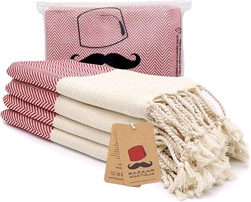 Vista 26 de Bazaar Anatolia - Juego de 4 toallas de mano turcas 39" x 19" - Toalla decorativa turca para baño, 100% algodón, cocina, cara, cabello, té, paño