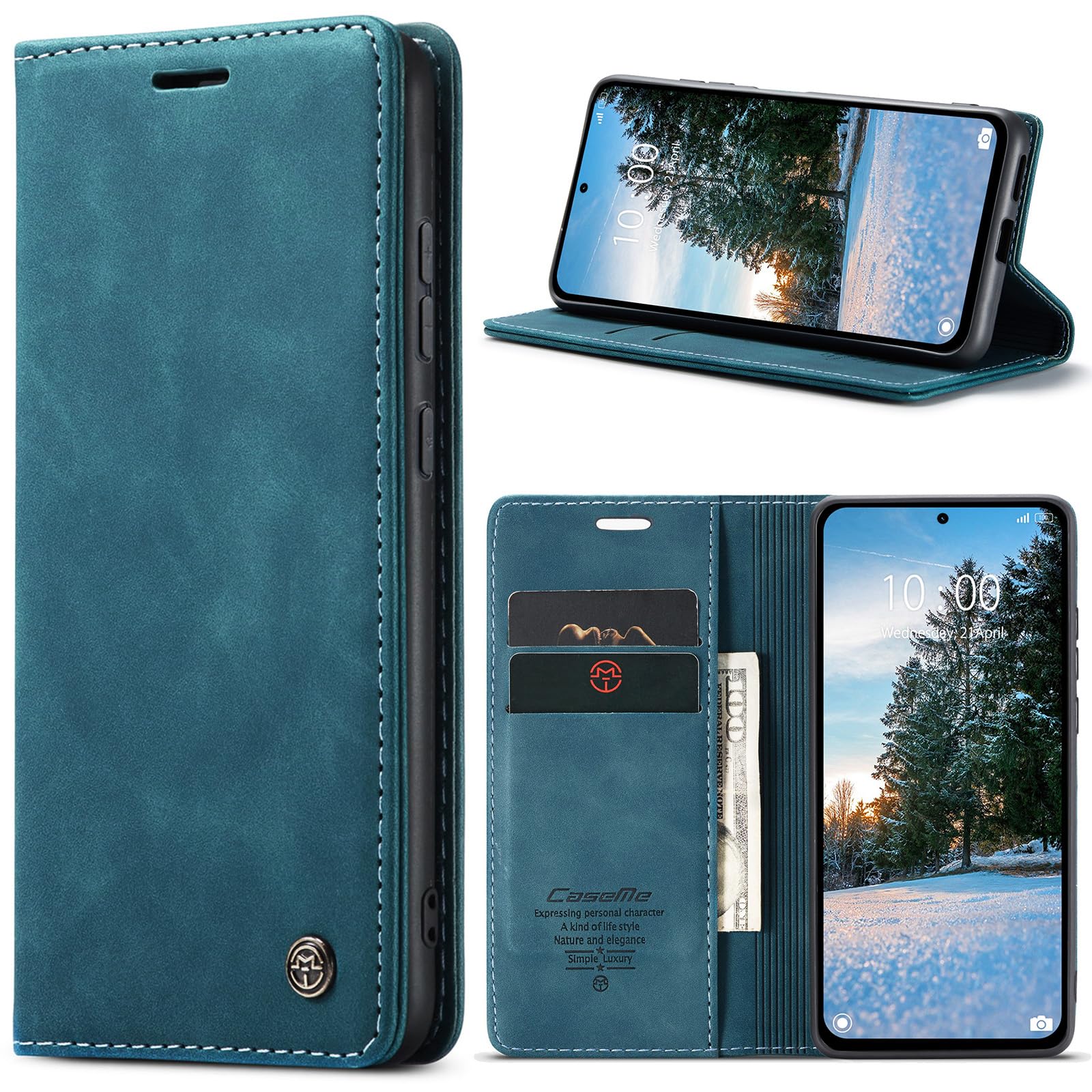 CJXHJY Cover per Xiaoi Redi 5 Plus [2X Vetro Teperato], Flip Custodia in PU Pelle con Slot