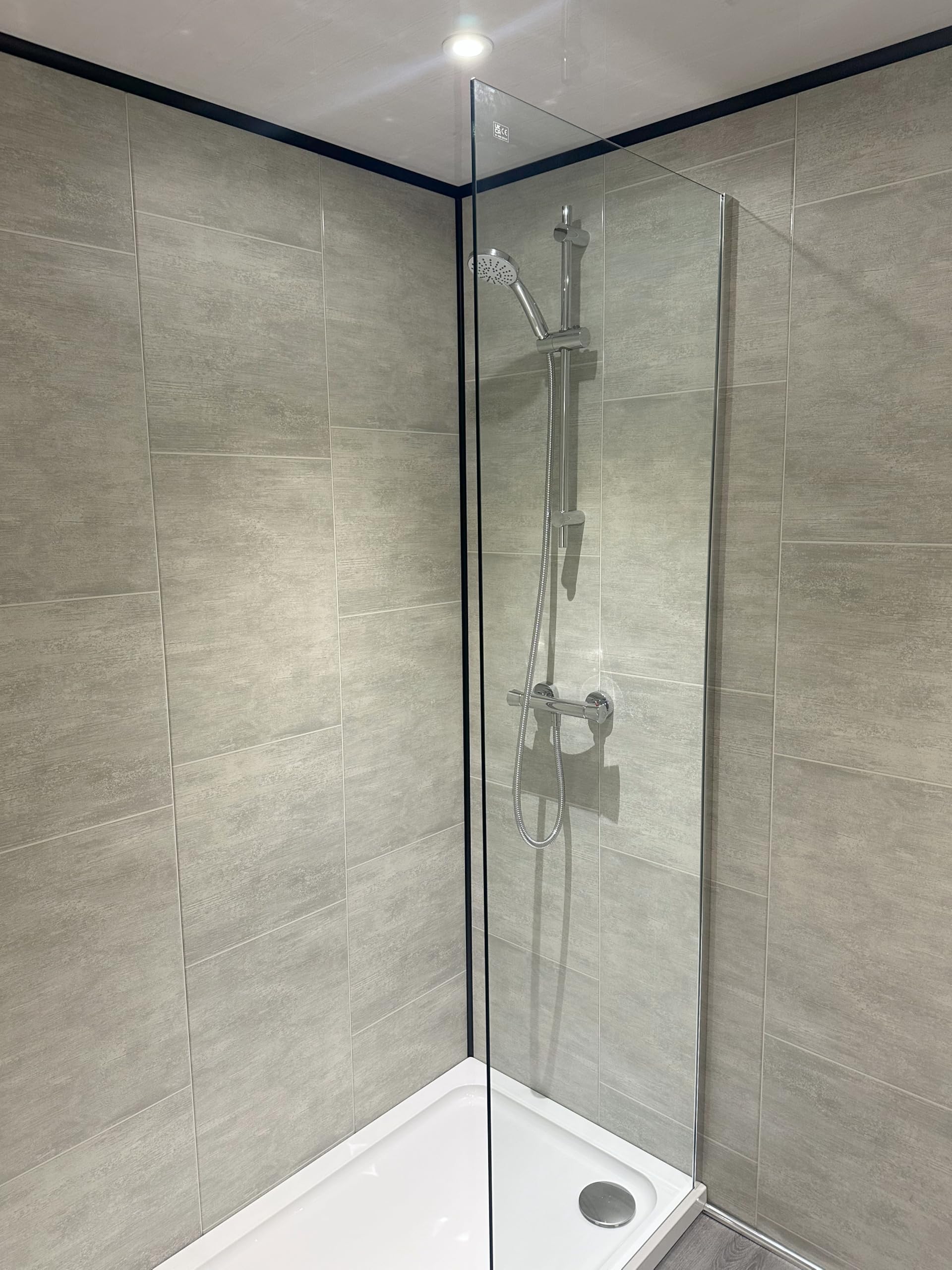 DBS Multi Grey Large Tile Effect PVC Wall Panel Shower Cladding (12 Panels)