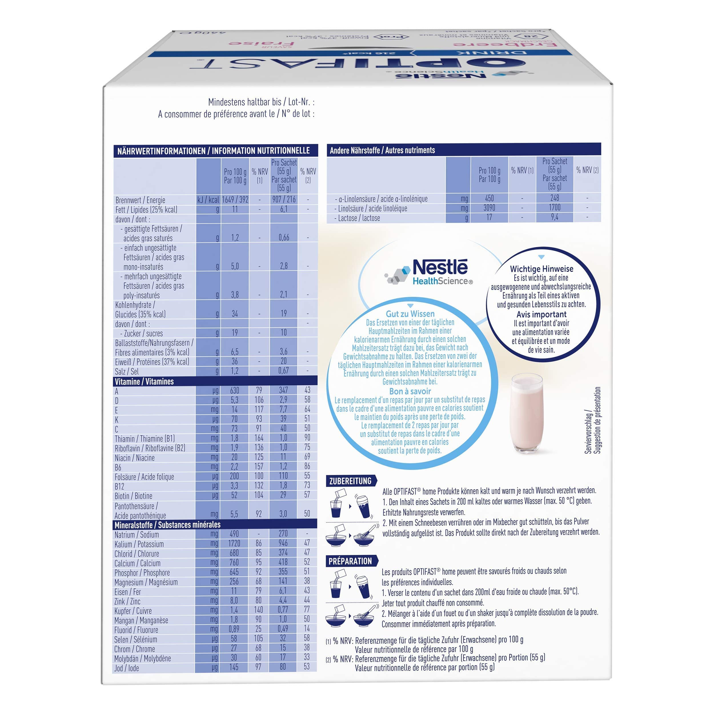 Optifast home Drink Erdbeere Pulver