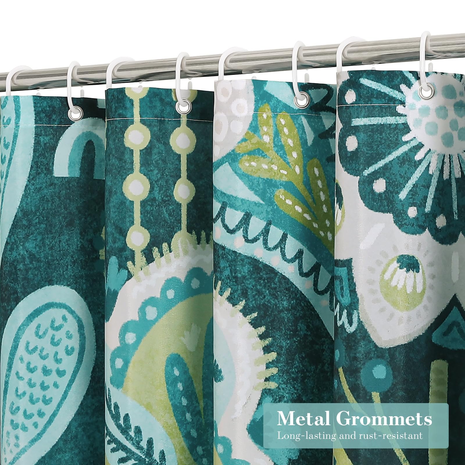 Cortina De Ducha Bohemia Con Flores Abstractas - Estilo Vintage, 72 X 72 Pulgadas