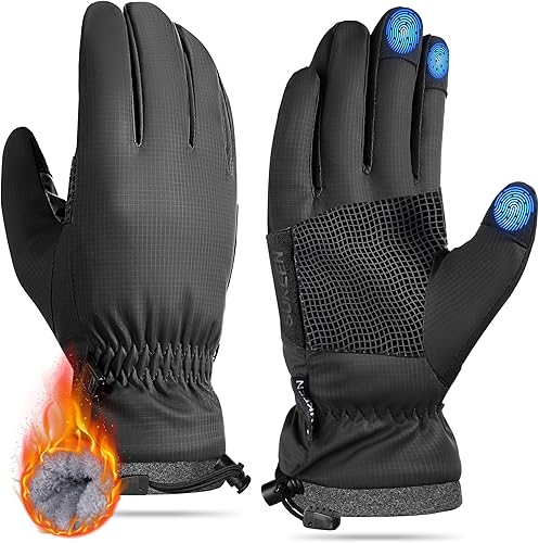 Sukeen Guantes de invierno resistentes al viento para clima frío, suaves y cálidos para pantalla táctil, antideslizantes, guantes de invierno para
