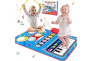 2-in-1 Piano Keyboard and Drum Musical Play Mat