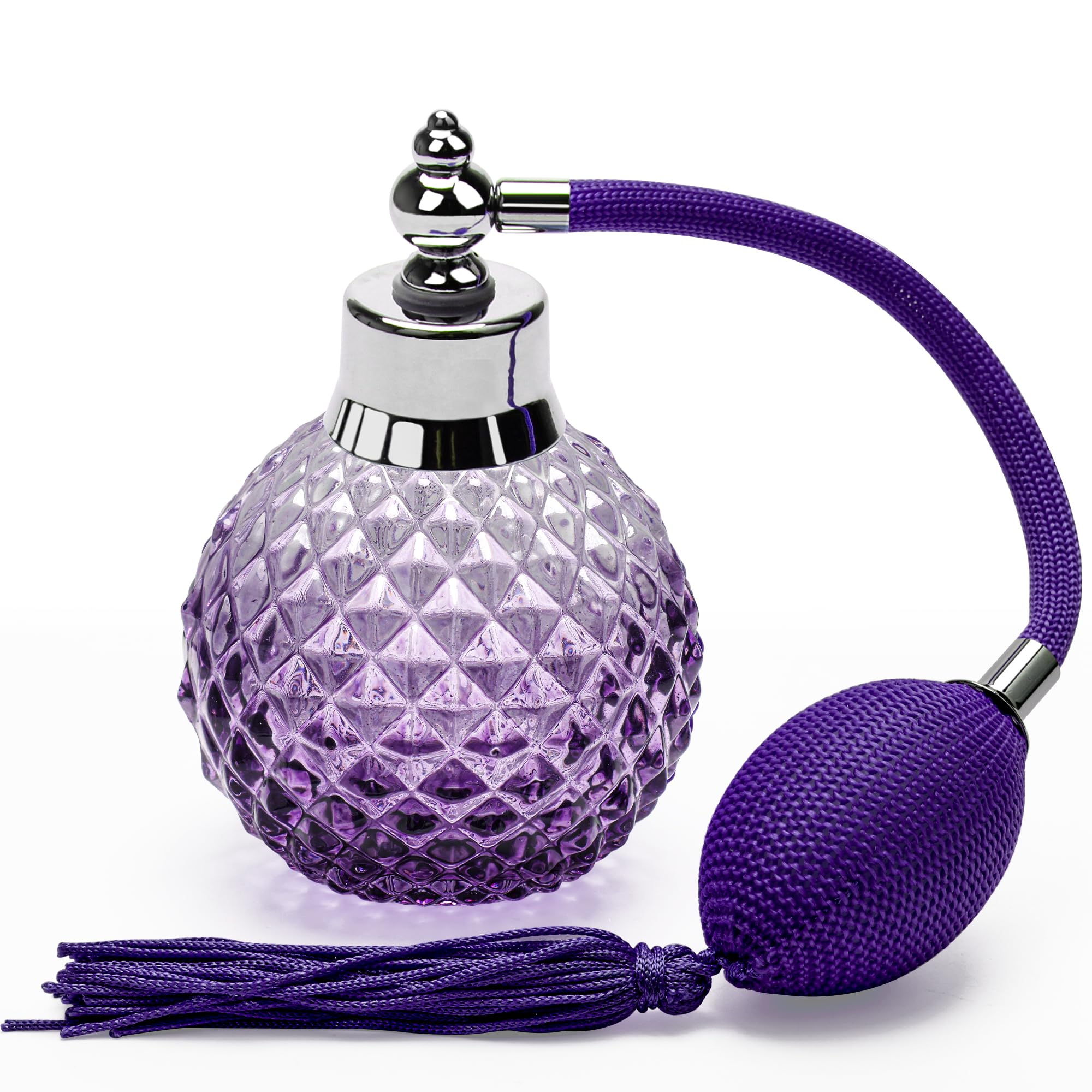 Coolrunner 100ml Perfume Bottle Vintage Atomizer Spray Bottle Crystal Art Vintage Style Refillable Perfume Atomizer Long Spray Bottle (Purple)