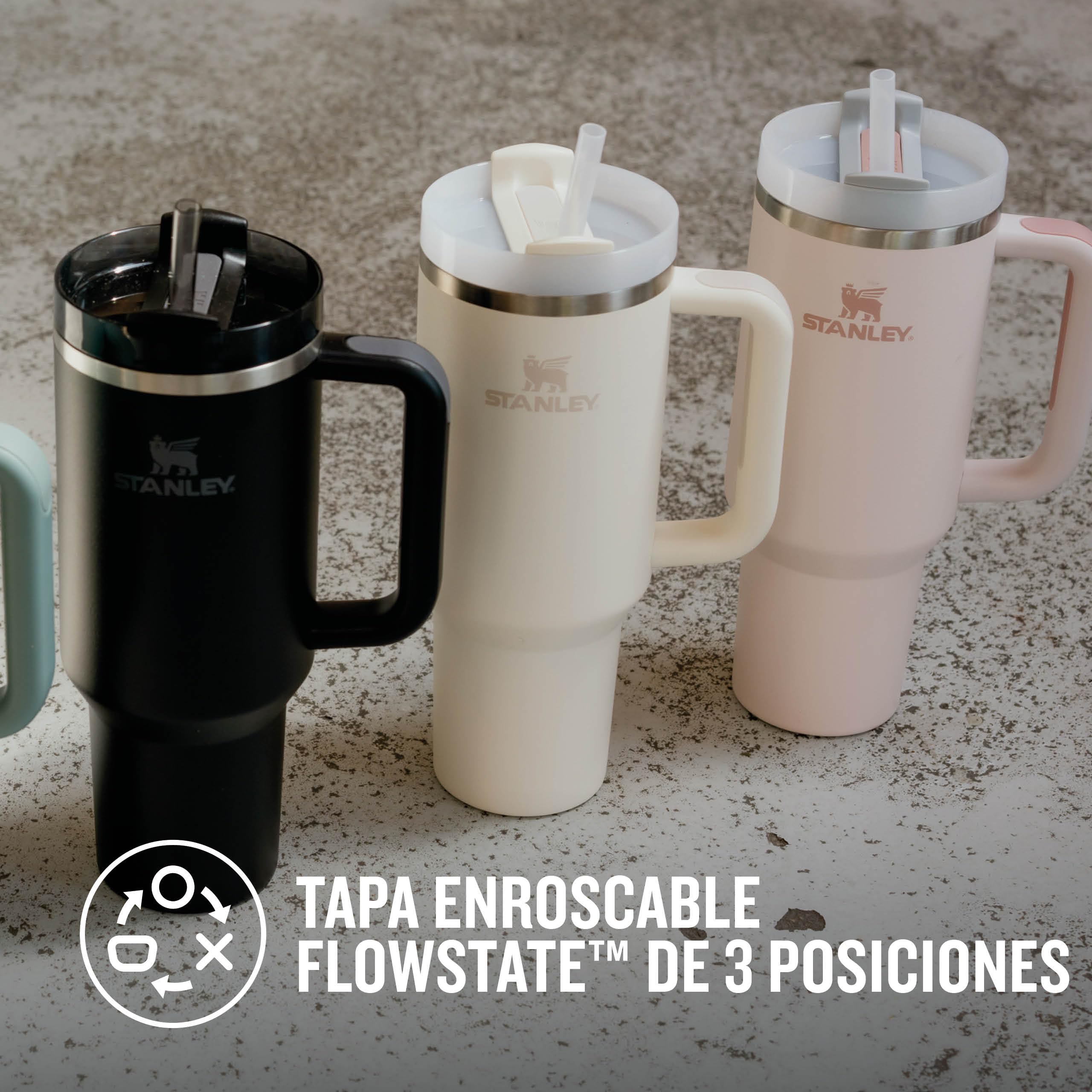 STANLEY Quencher H2.0 FlowState Tumbler 1.2L - Termo Conserva el Frío 11 Horas - Helada Durante 48 Horas - Botella Agua Acero Inoxidable - Taza Termica - Vaso Termico Sin BPA - Cream Tonal