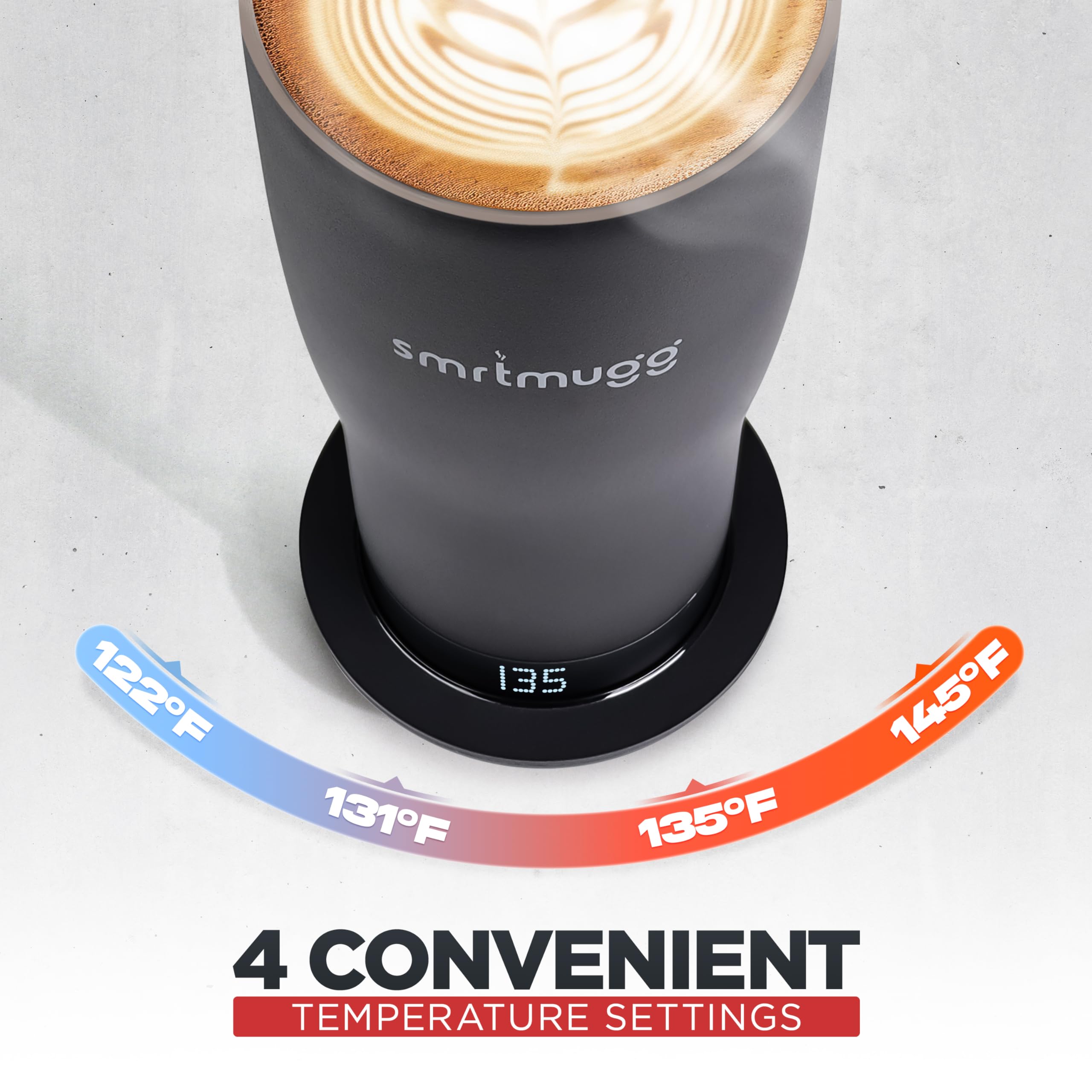 SMRTMUGG X Taza de café con calefacción de 19 onzas, batería de 8 horas, autocalentamiento, control de temperatura ajustable, pantalla LCD, ajuste de temperatura con un botón, incluye cubierta con