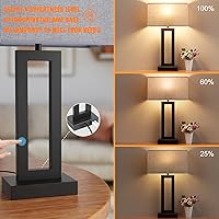Vista 3 de Lámparas modernas de 22 pulgadas de alto para sala de estar, lámparas táctiles para mesa de luz con USB C + A, regulables con 3 niveles, para mesas