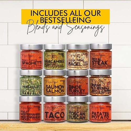 Miniatura 5 de A Spice Affair 's Pro Kit - Juego de 12 especias - Juegos de especias y condimentos - Taco, carne real, bagel, salmón, mediterráneo, mezclas de