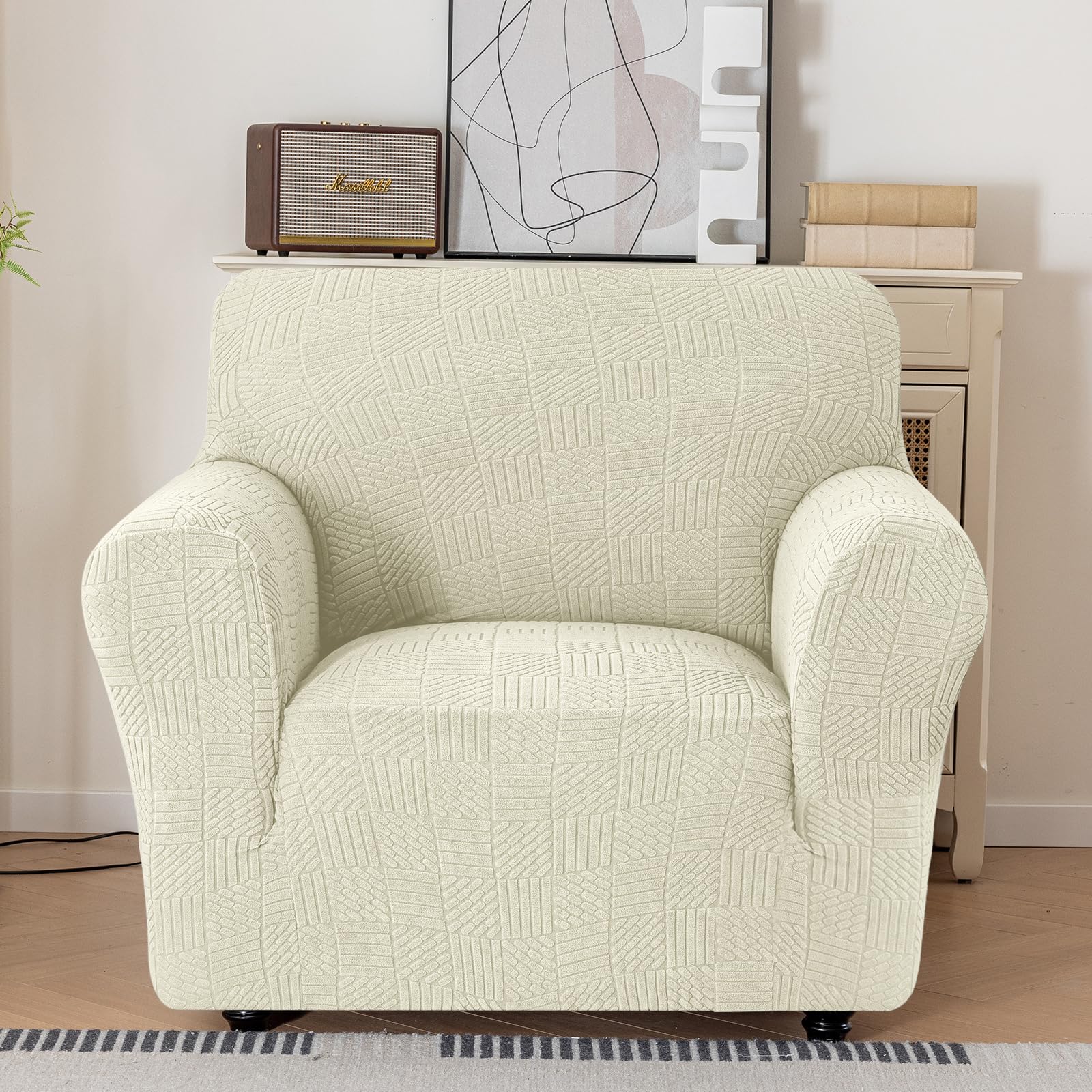 Ystyle Stretch Couchüberzüge 1 Sitzer Mit Armlehne, Beige | Sessel Überzug Antirutsch, Universal Sofa Cover, Durable Waschbar Couch Bezug, Kratzfester Sofahusse Für Haustiere