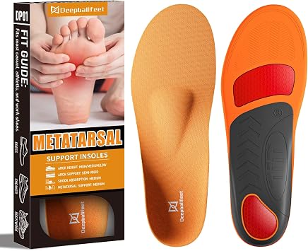 Arch Support Insoles with Metatarsal Pads, Orthotic Inserts for Metatarsalgia, Mortons Neuroma, Plantar Fasciitis, Ball of Foot Pain Relief, Man Women Insole for Standing All Day-D
