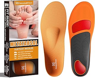 Arch Support Insoles with Metatarsal Pads, Orthotic Inserts for Metatarsalgia, Morton's Neuroma, Plantar Fasciitis,