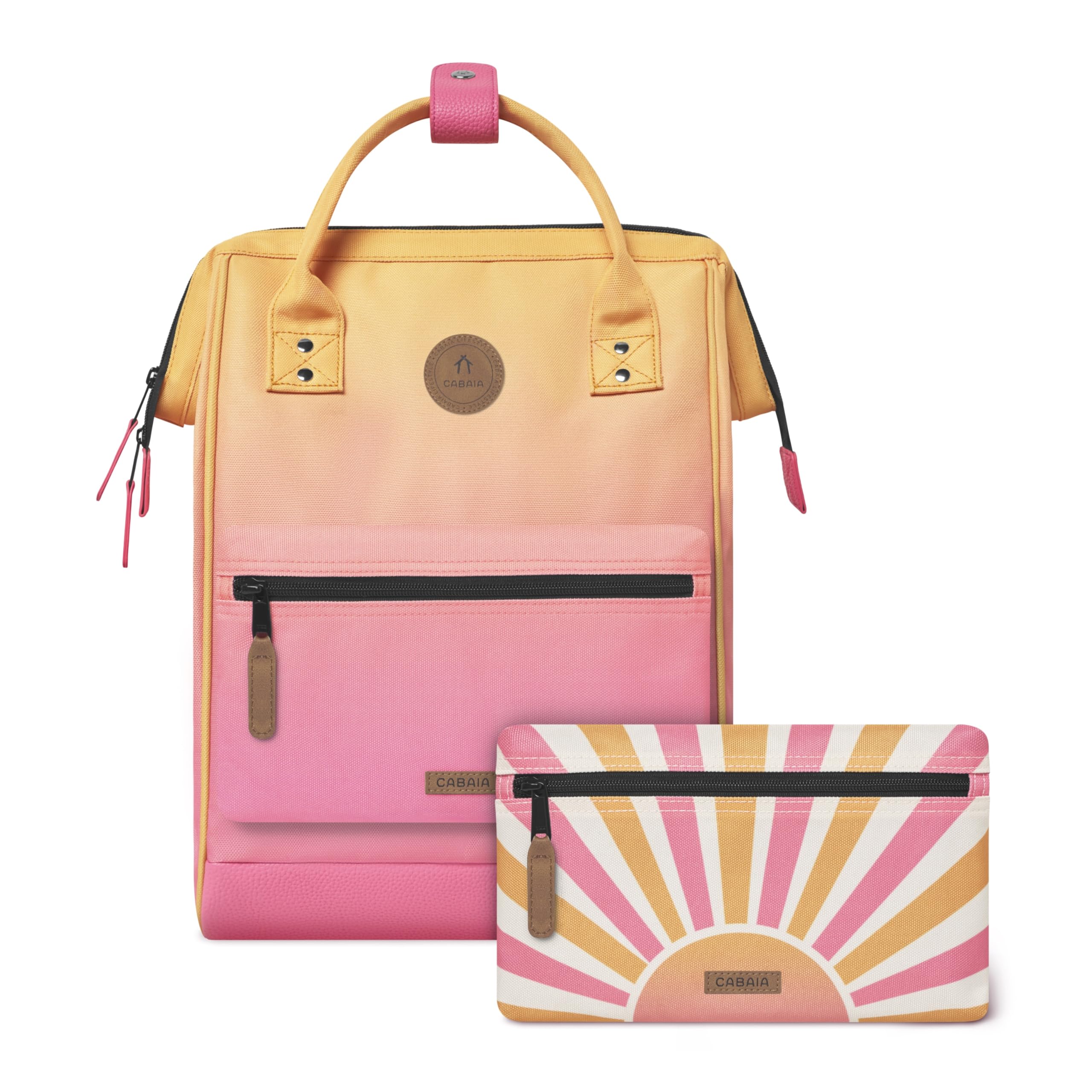 CABAIA - Sac à Dos Adventurer Cabourg - Medium 18L - Déperlant - Compartiment Ordinateur Portable 13-​2 Poches - Certifié Vegan - Sac Voyage, Affaires, École pour Homme et Femme - Rose