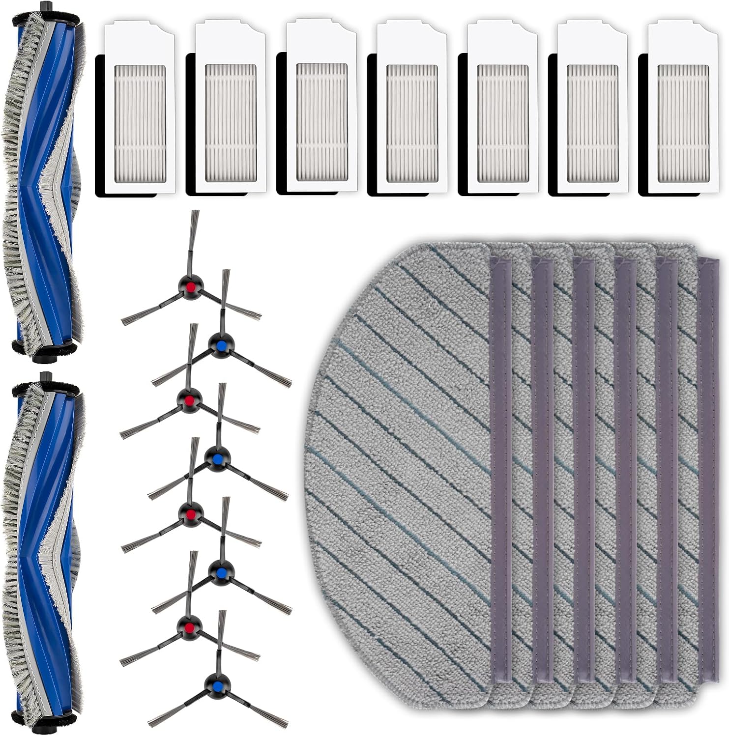 (15 Pack) N20 Plus Replacement Parts Compatible With ECOVACS DEEBOT N20 plus/ N20 Pro Plus Robotic Vacuum Cleaner, 2 Roller Brushes, 4 Side Brushes, 5 HEPA Filters, 4 Mop Pads, Accessories Kit