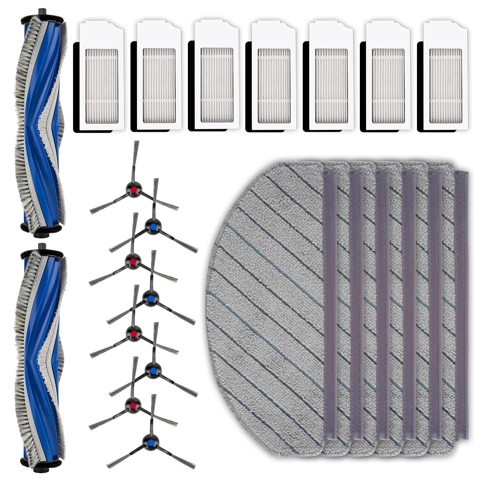 Photo 1 of (23 Pack) N20 Plus Replacement Parts Compatible With ECOVACS DEEBOT N20 plus/ N20 Pro Plus Robotic Vacuum Cleaner, 2 Roller Brush, 8 Side Brushes, 7 HEPA Filters, 6 Mop Pads, Accessories Kit