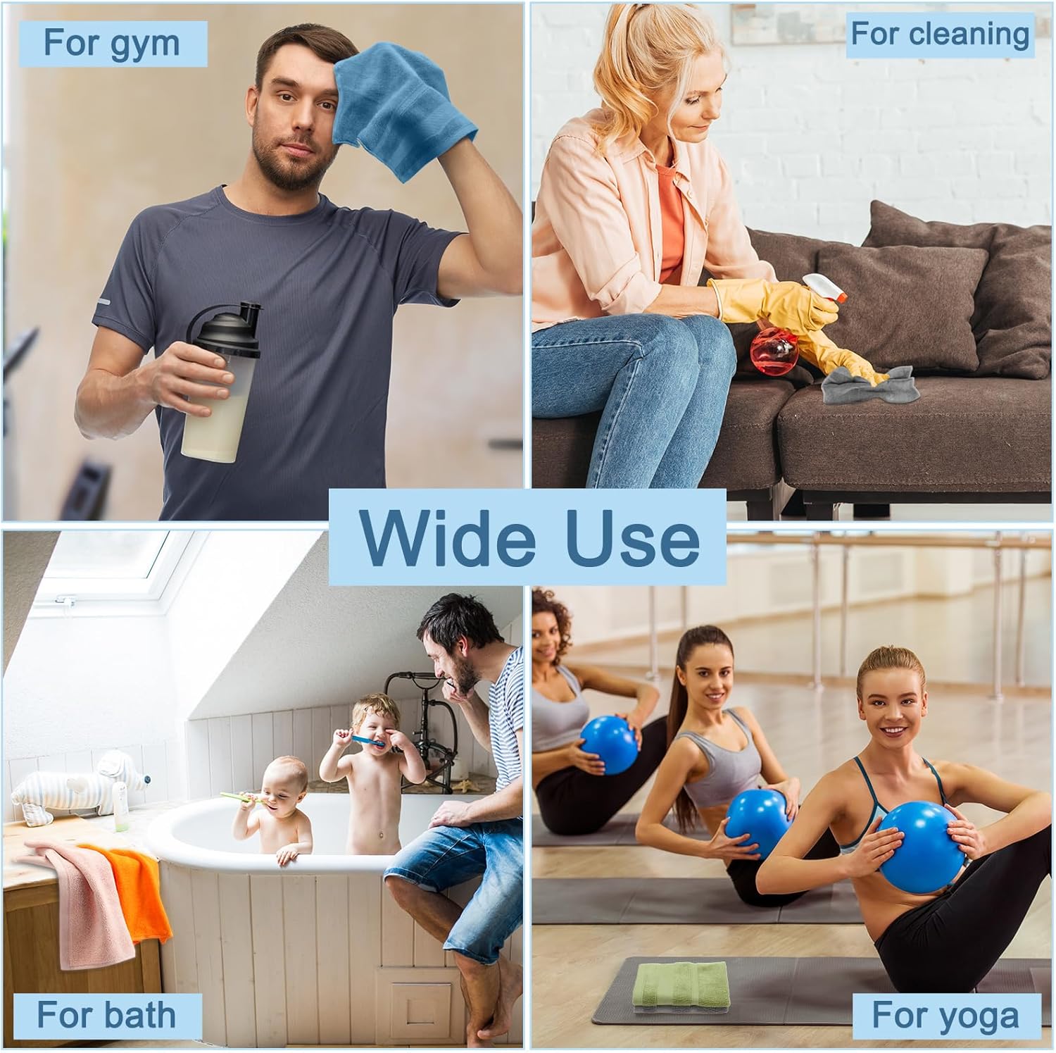 21 Pack Washcloths for Face 14" x 14" Absorbent and Soft Hand Towels Bulk Set 100% Cotton Ring Spun Hand Towels for Bathroom Gym Wash Cloths(Multicolor) - Image 7