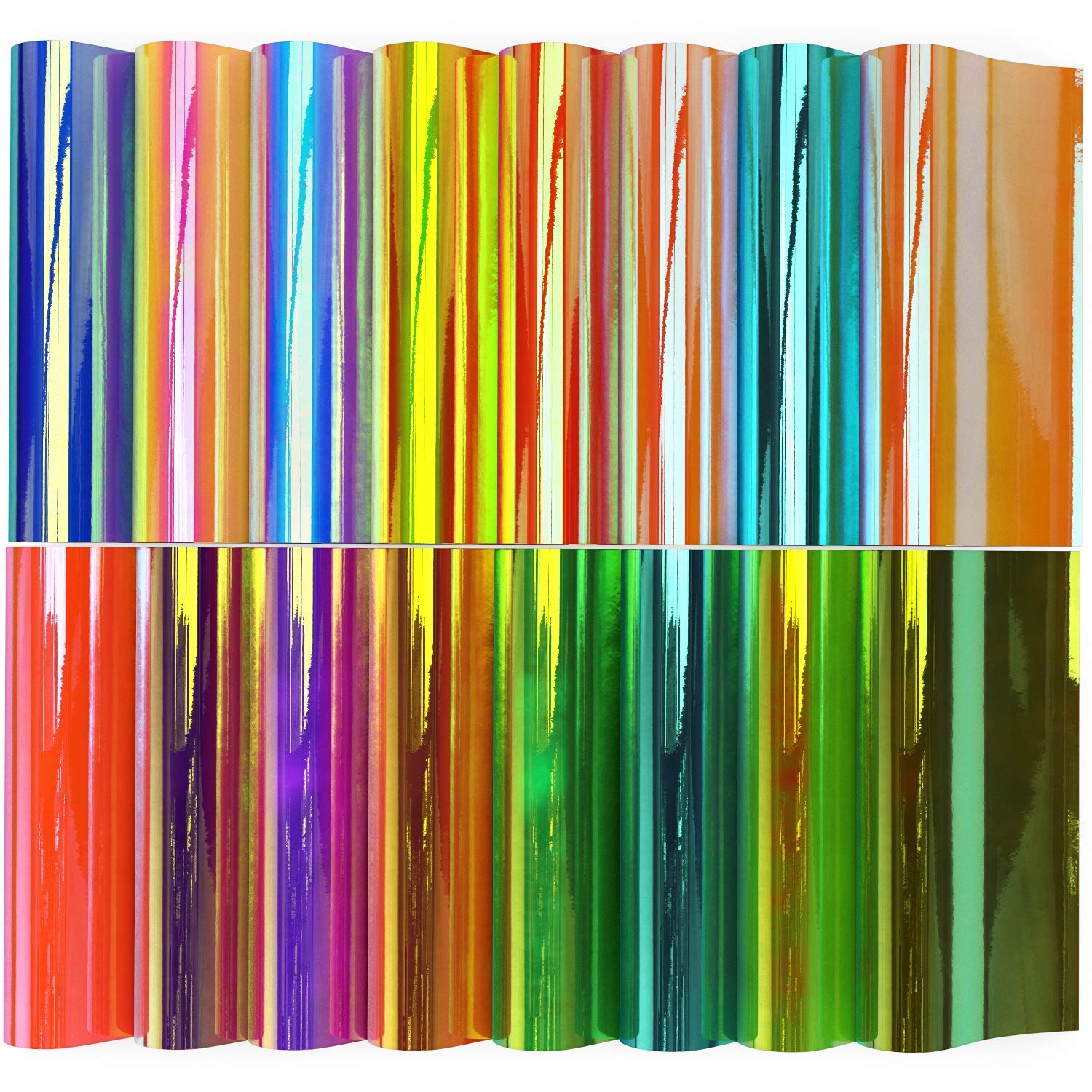 ARTEZA Hologramm Plotterfolie selbstklebend, 30.48 x 30.48 cm, 16er-Set Vinylfolie, mehrfarbige Regenbogen- und Opal-Bastelblätter, leicht zu schneiden, Vinyl Klebefolie für Innen- und Außen