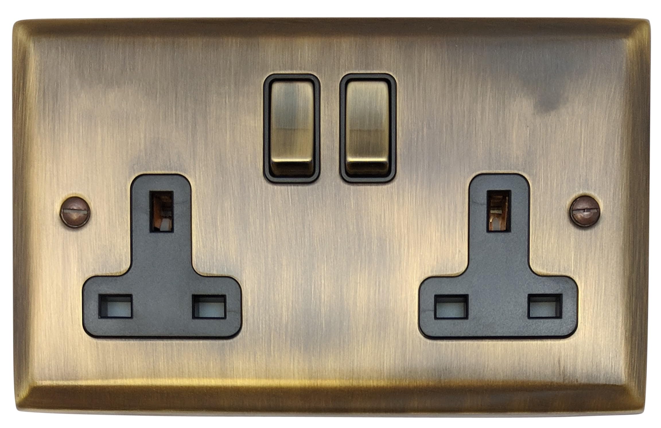 Spectrum Antique Brass Double Socket (Brass Switch) - SAB310