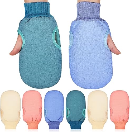 Miniatura 4 de Beaupretty Guantes exfoliantes de esponja natural, guantes de baño de esponja corporal, guante exfoliante profundo, esponja de lufa natural, guantes