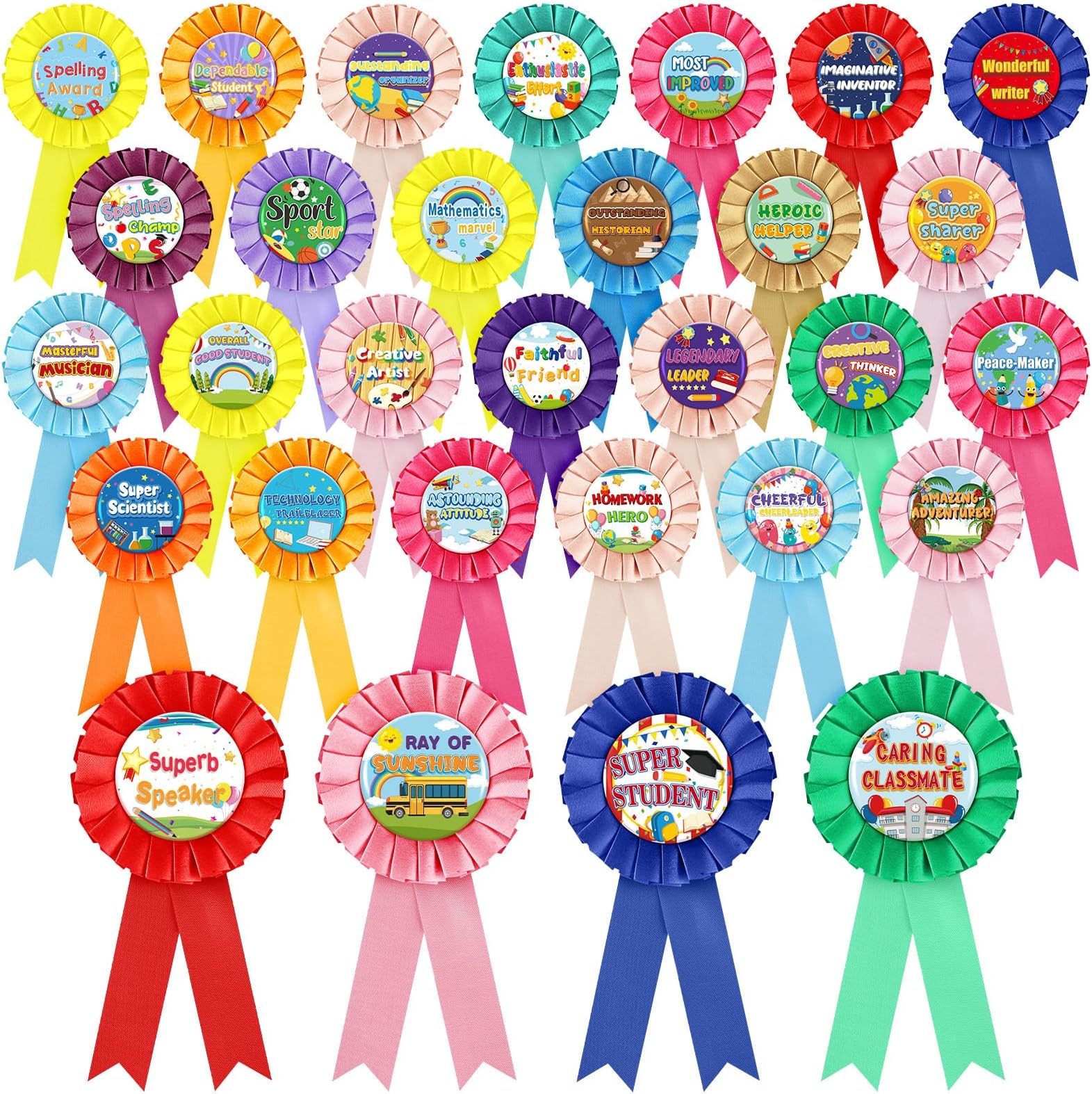 Amazon.com : Crowye Inspirational Award Ribbon Rosette Ribbon ...
