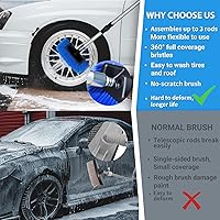 Vista 5 de Ultimate RV/Truck - Kit de cepillo de lavado de 68 pulgadas con poste de aluminio ajustable con manguera de flujo, cerdas suaves con escobilla