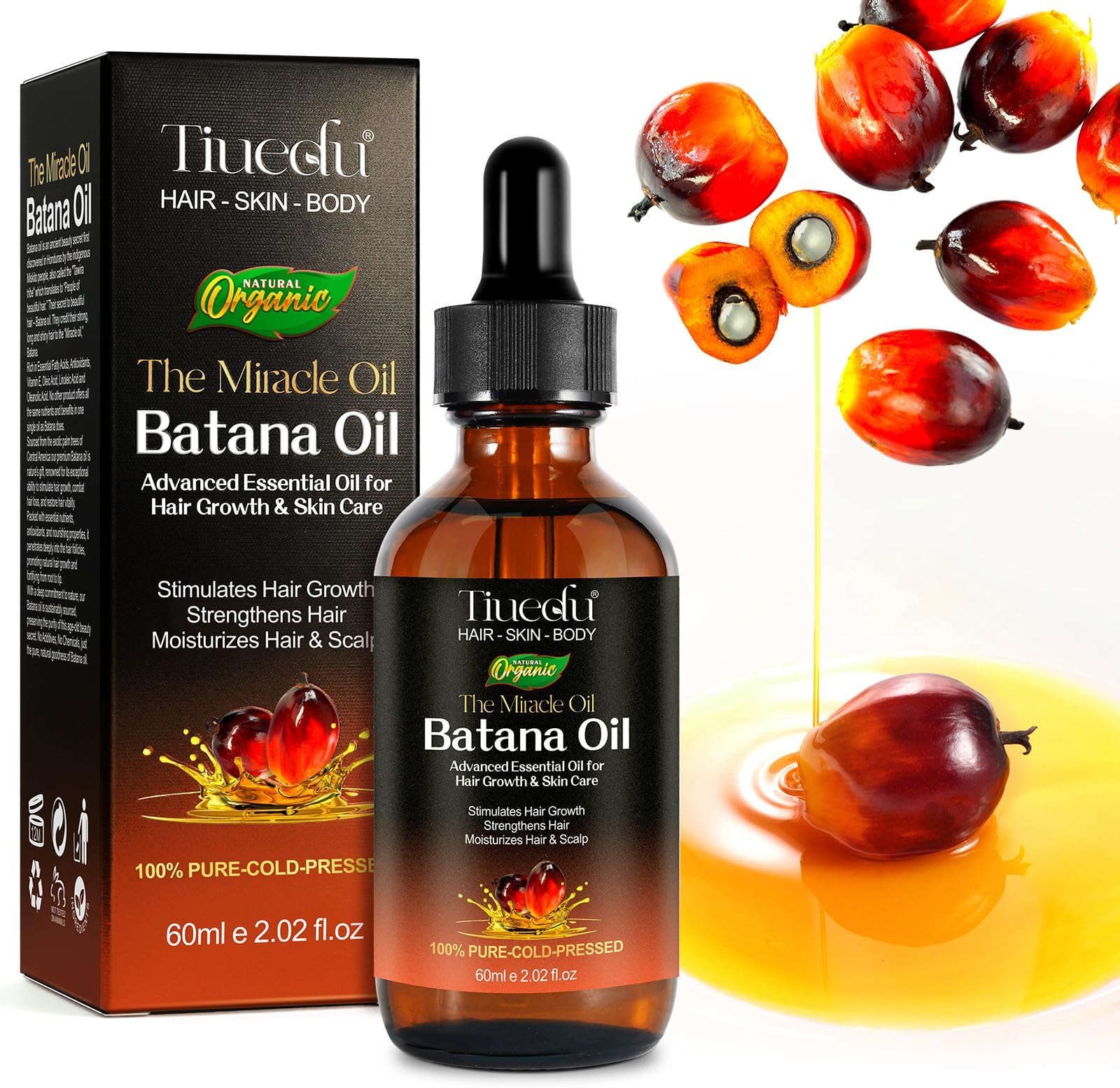 Batana Oil for Hair Growth, Organic100% Natural &Pure Batana Oil, Hair Growth Oil, Scalp Care, Moisturizing Essential Oils, Prevent Hair Loss for Men & Women, 60ml
