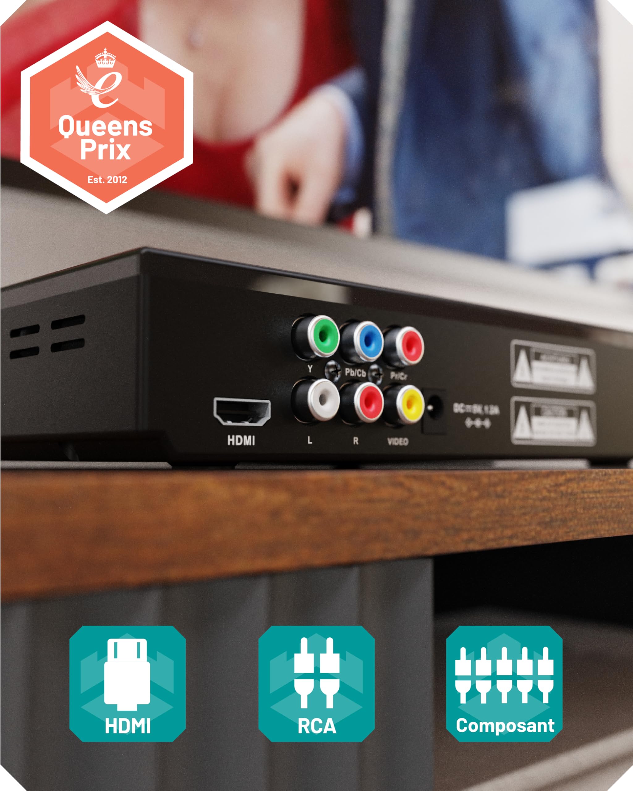 Lecteur DVD pour TV | Lecture Multirégionale | Lecteur DVD HDMI avec Upscaling 1080P | CD Player avec MP3 et USB | Câble HDMI, Câble RCA et Télécommande Inclus | OAKCASTLE DVD100