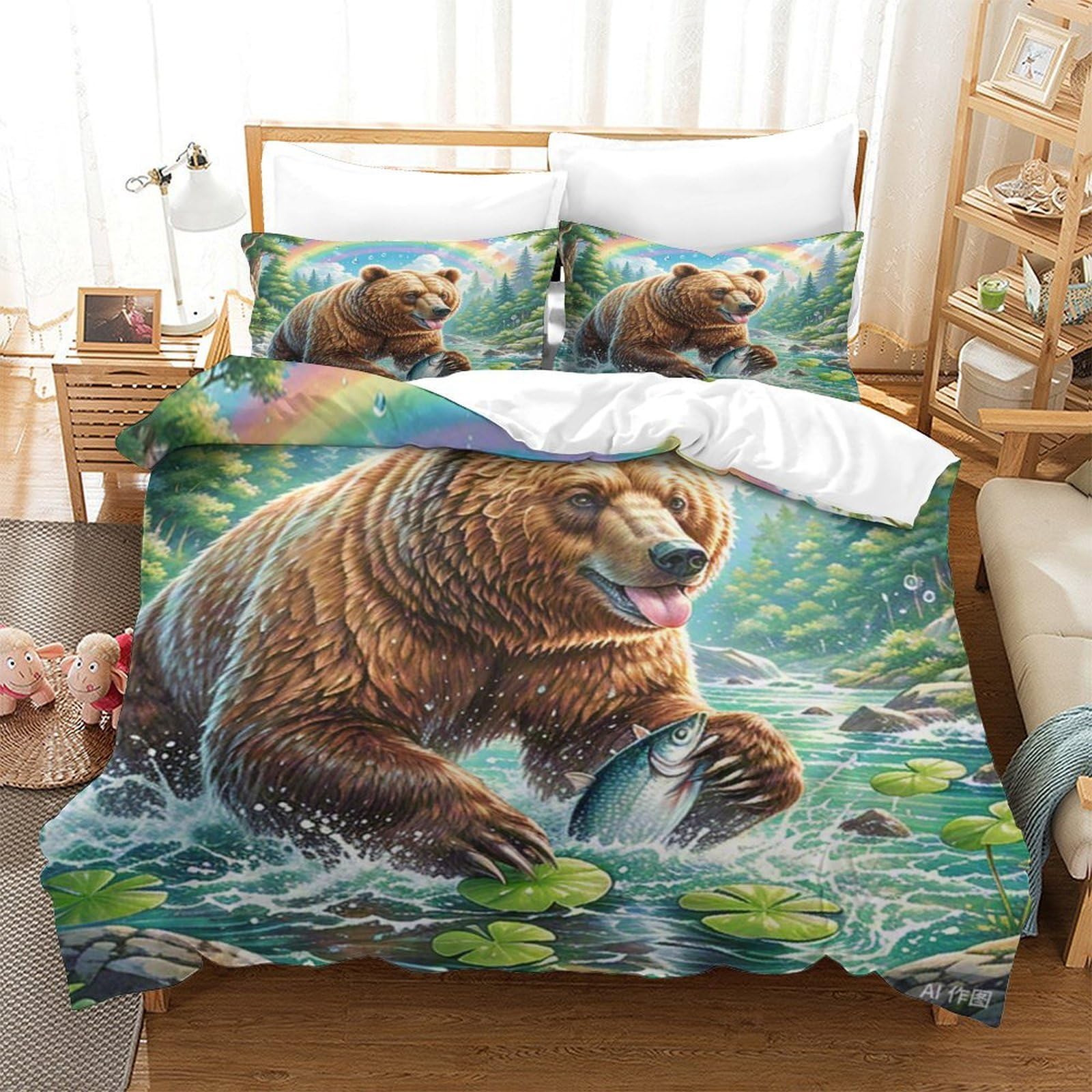 Housse de couette ours brun 3D pour transformer la chambre des adolescents