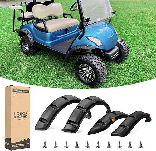 10L0L Golf Cart Fender Flares Contains 2 Front and 2 Rear for EZGO TXT RXVClub Car DS PrecedentYamaha G29 with Metal Hardware