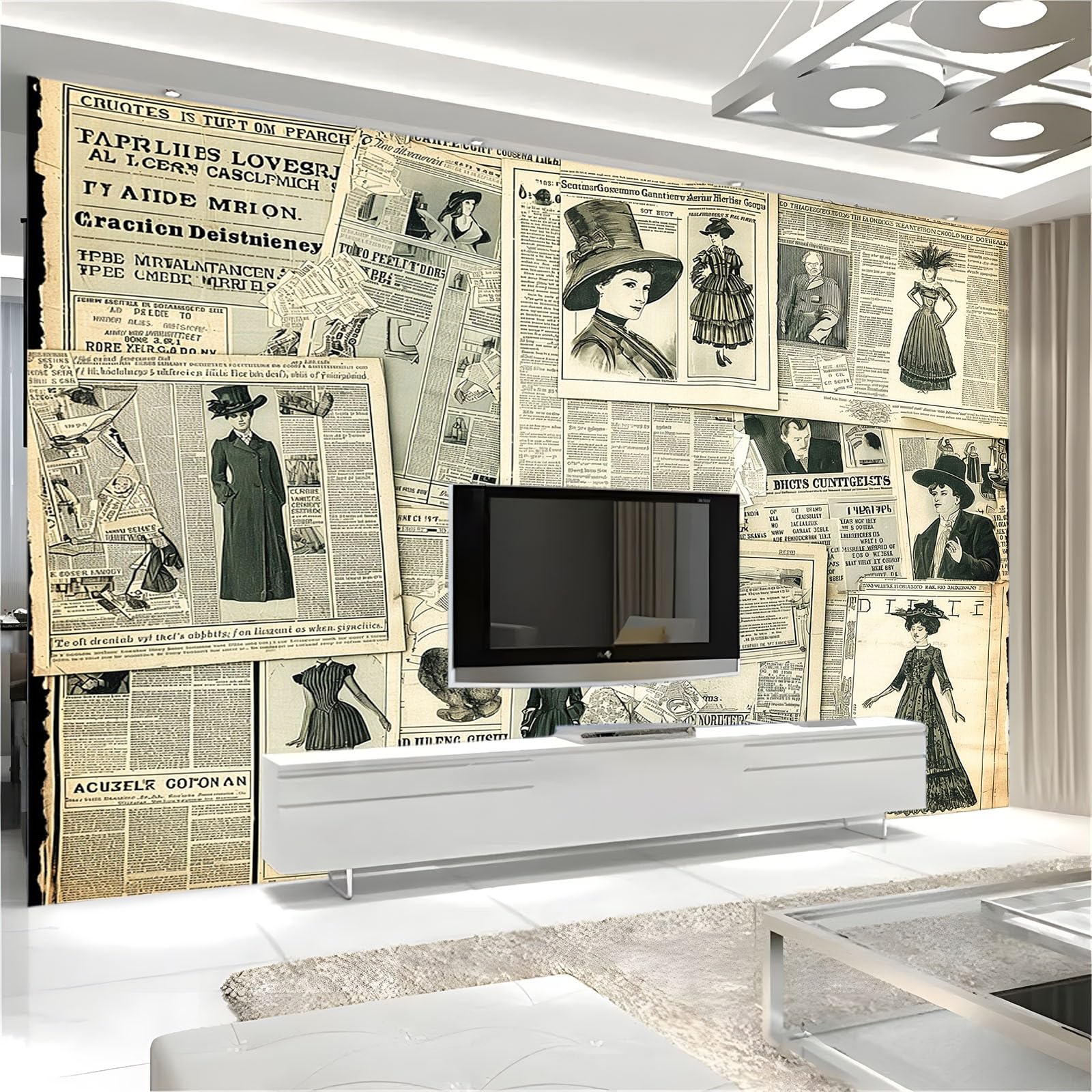 Styl gazety mural tapeta retro ubrania modele ścienne murale do sypialni salonu dzieci przedszkole fototapeta artystyczna dekoracja szer. 400 x wys. 280 cm dekoracja ścienna papier plakat