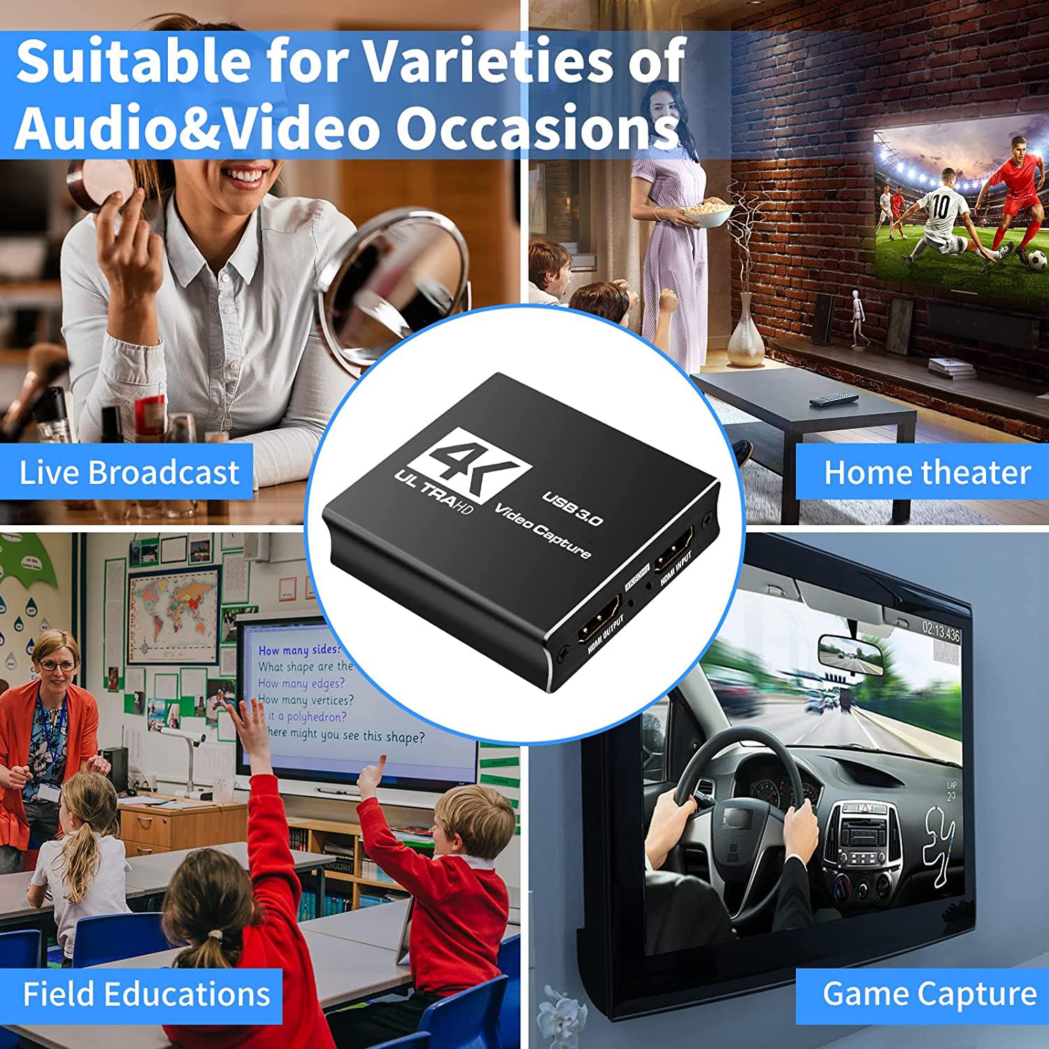 Scheda di acquisizione video 4K@60fps USB 3.0 Scheda registratore di gioco HD per lo streaming di giochi in diretta per PS4/PS5