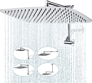 G-Promise All Metal 16 inch Rain Shower Head with 16 Inch Adjustable Ext...