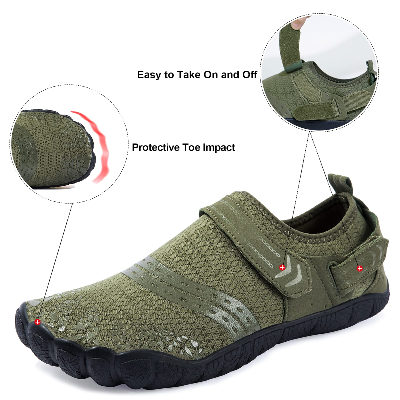 WOTTE Zapatos acuáticos para hombre, de secado rápido, ligeros, transpirables, para paseos en bote de playa, pesca, yoga, buceo, esnórquel, surf, tallas 40-50