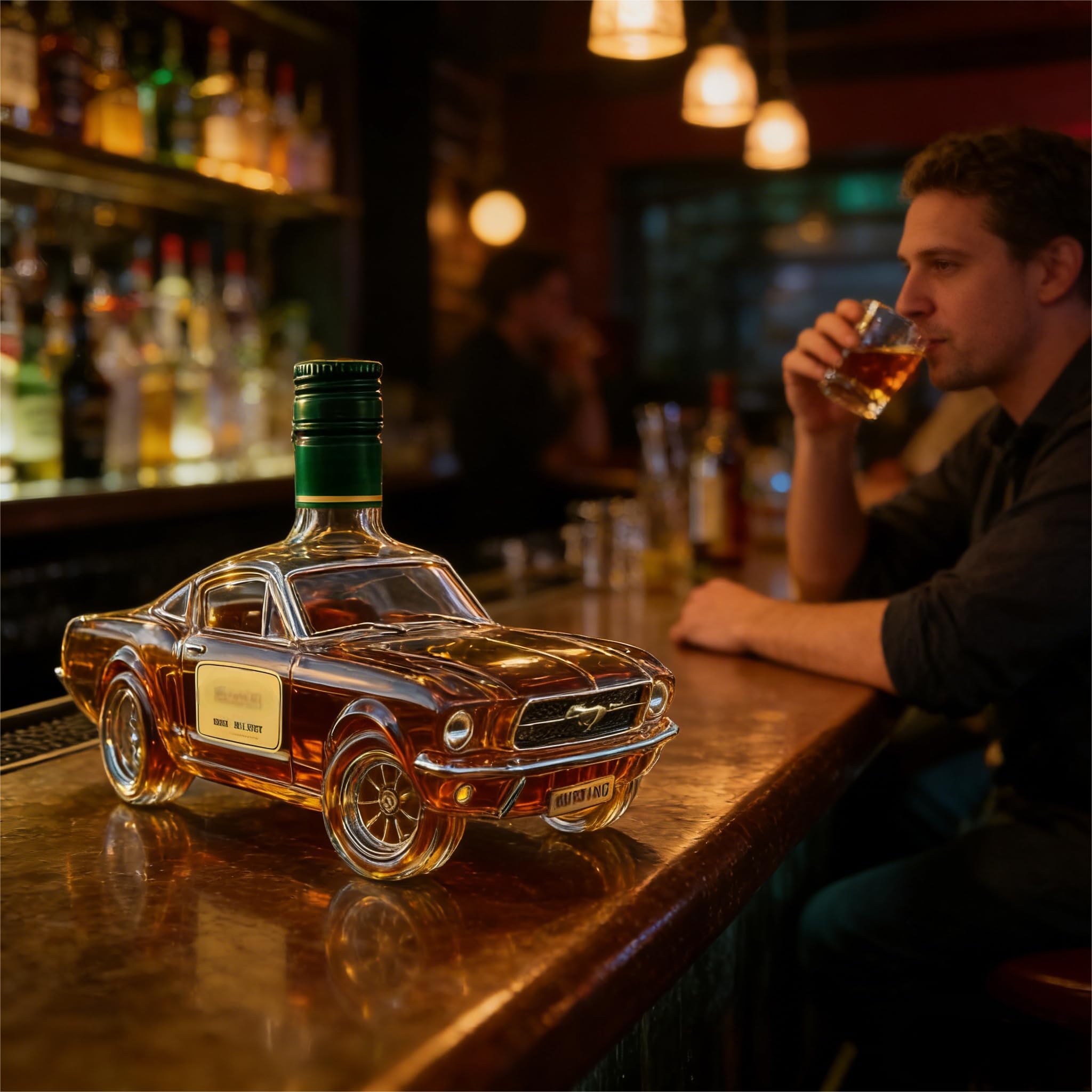 Decantador de whisky de 300 ml con forma de coche, juego creativo de decantador de cristal de automoción, decantador de whisky y aireador, un regalo para el caballero apasionado por los coches.