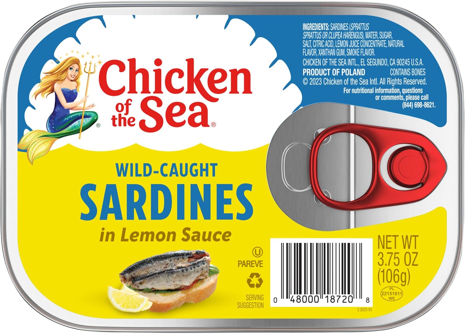 Chicken of the Sea Sardines, In Lemon Sauce, 3.75 oz (Pack of 6) with By The Cup Toothpicks
