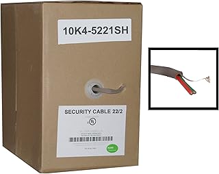 Cable Central LLC Shielded Security/Alarm Wire, Gray, 22/2 (22AWG 2 Conductor), Stranded, CMR/Inwall Rated, Pullbox, 1000 Feet