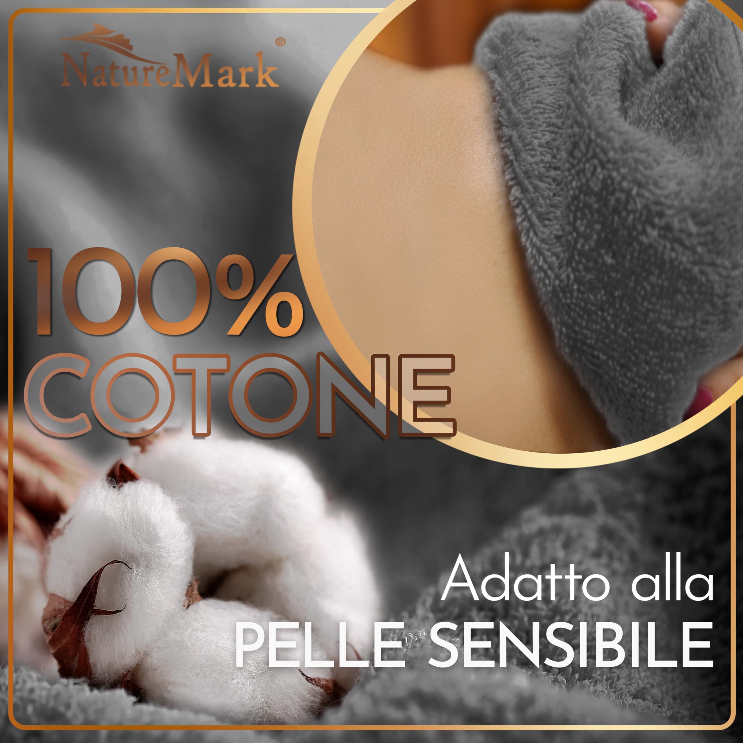 NatureMark - Confezione da 2 Asciugamani Sauna, Qualità Premium, 80 x 200 cm, 100% Cotone, Grigio Antracite