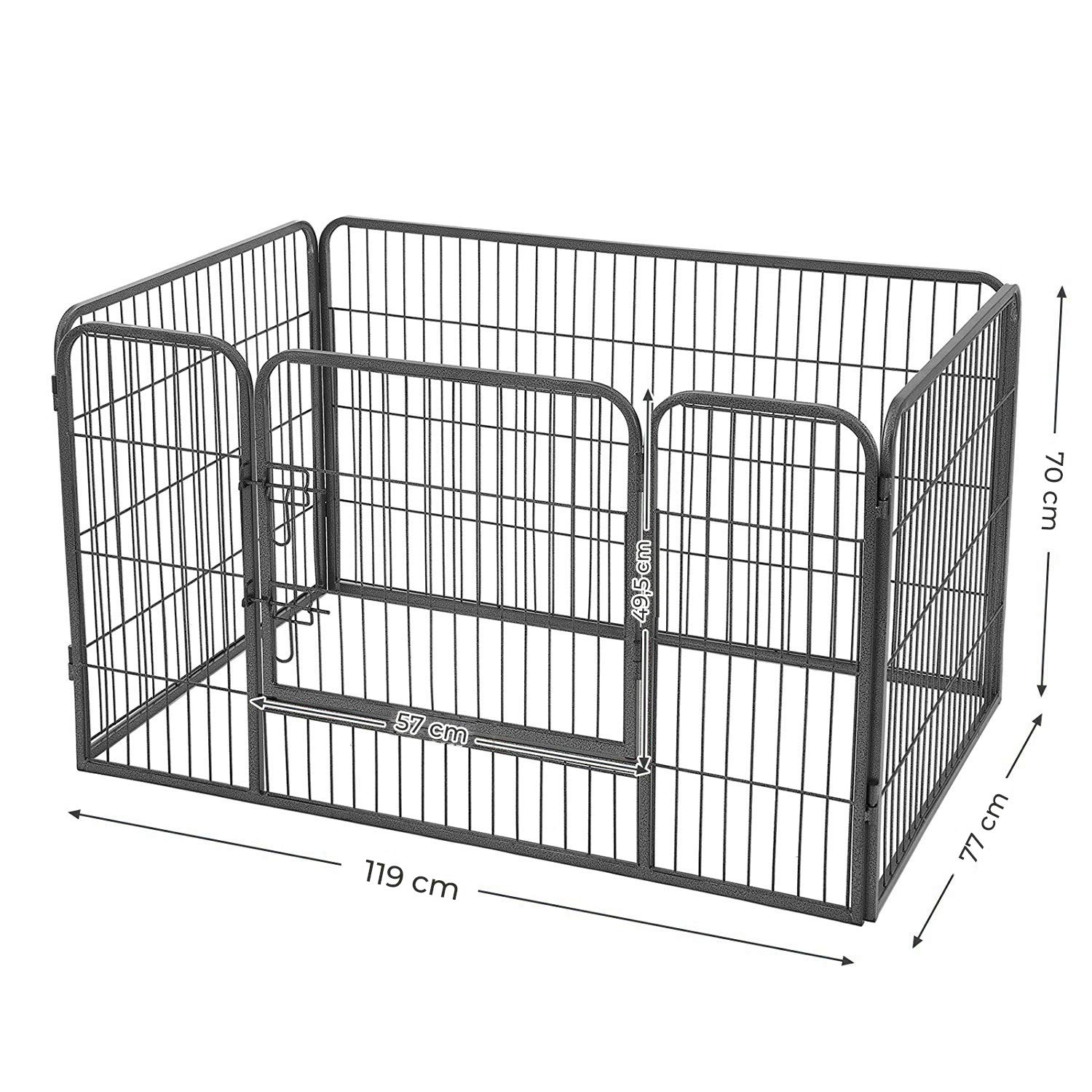 FEANDREA Recinto Recinzione per Cani Cuccioli roditori Animali Rete Gabbia di Ferro Grigio 119 x 77 x 70 cm PPK74G