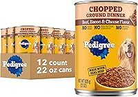 Vista 19 de PEDIGREE Chopped Ground Dinner Comida húmeda y suave enlatada para perros adultos, con carne de res, 22 oz, latas (paquete de 12)