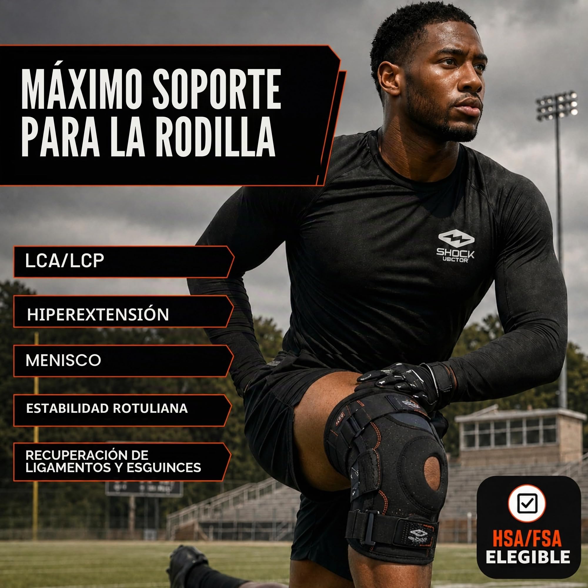 Shock Doctor Bandage Knee Stabilizer/Flex. Supp. Stays - Protectores de muslo y rodilla