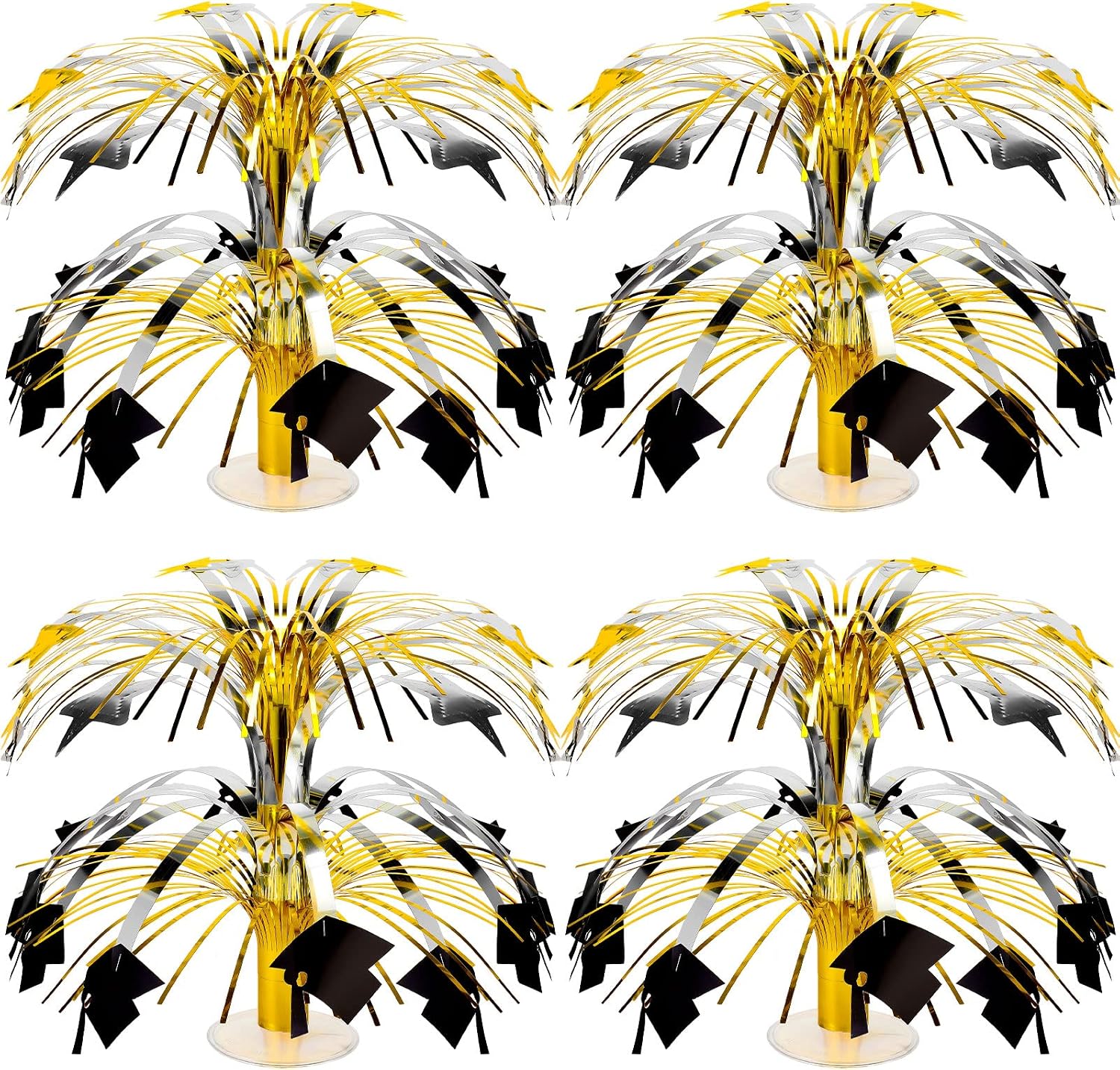 Tigeen Graduation Centerpieces 2026 Black Gold Graduation Party Table Decorations 8.7'' Grad Celebration Party Centerpieces for High School College Party Supplies(16 Pcs)