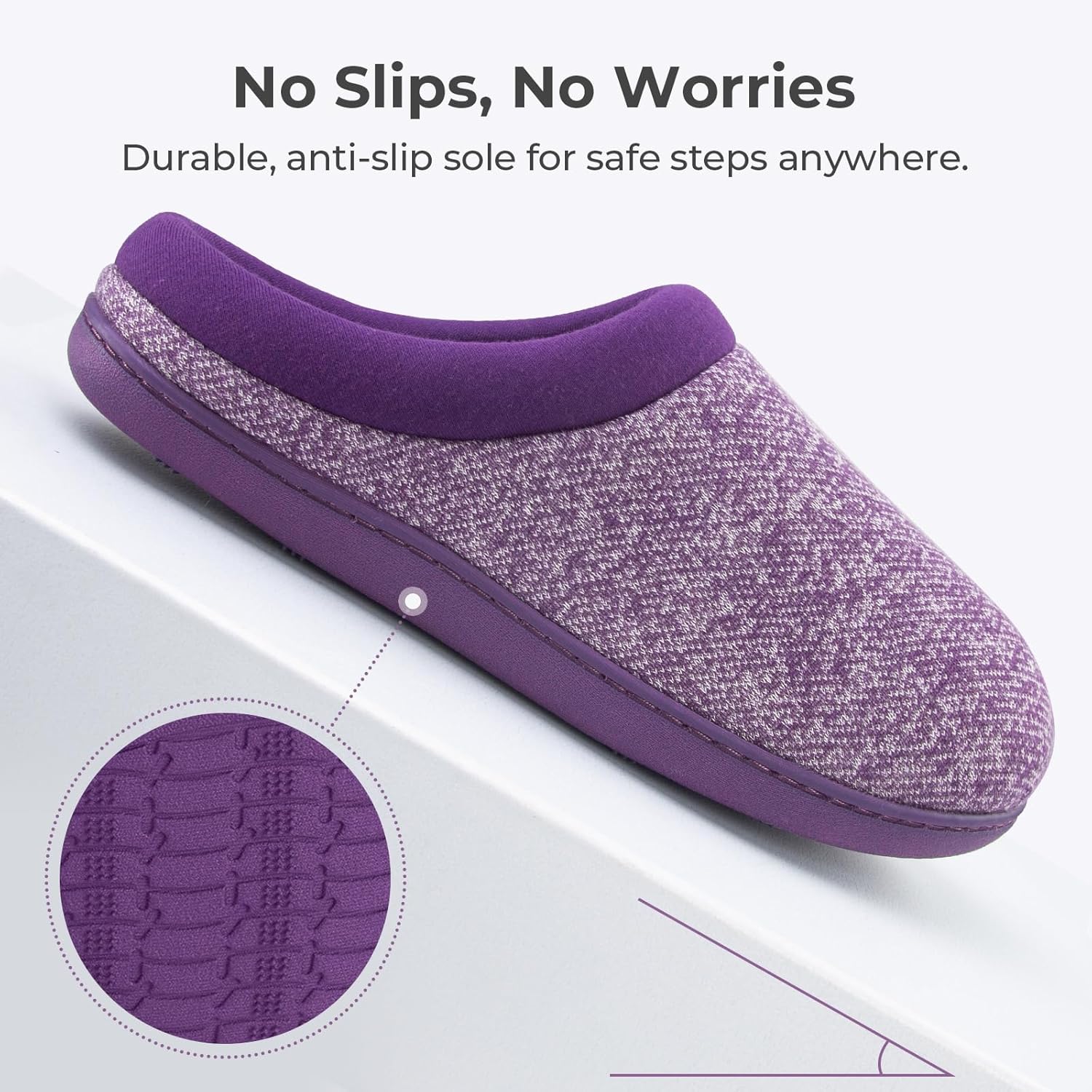 HomeTop Women's Knit Memory Foam Slippers Warm Soft House Shoes with Anti-slip Sole - Image 4