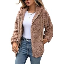 Vipwest Womens Fleece Jacket Fall Winter Full Zip Sherpa Coat with Hood S-5XL