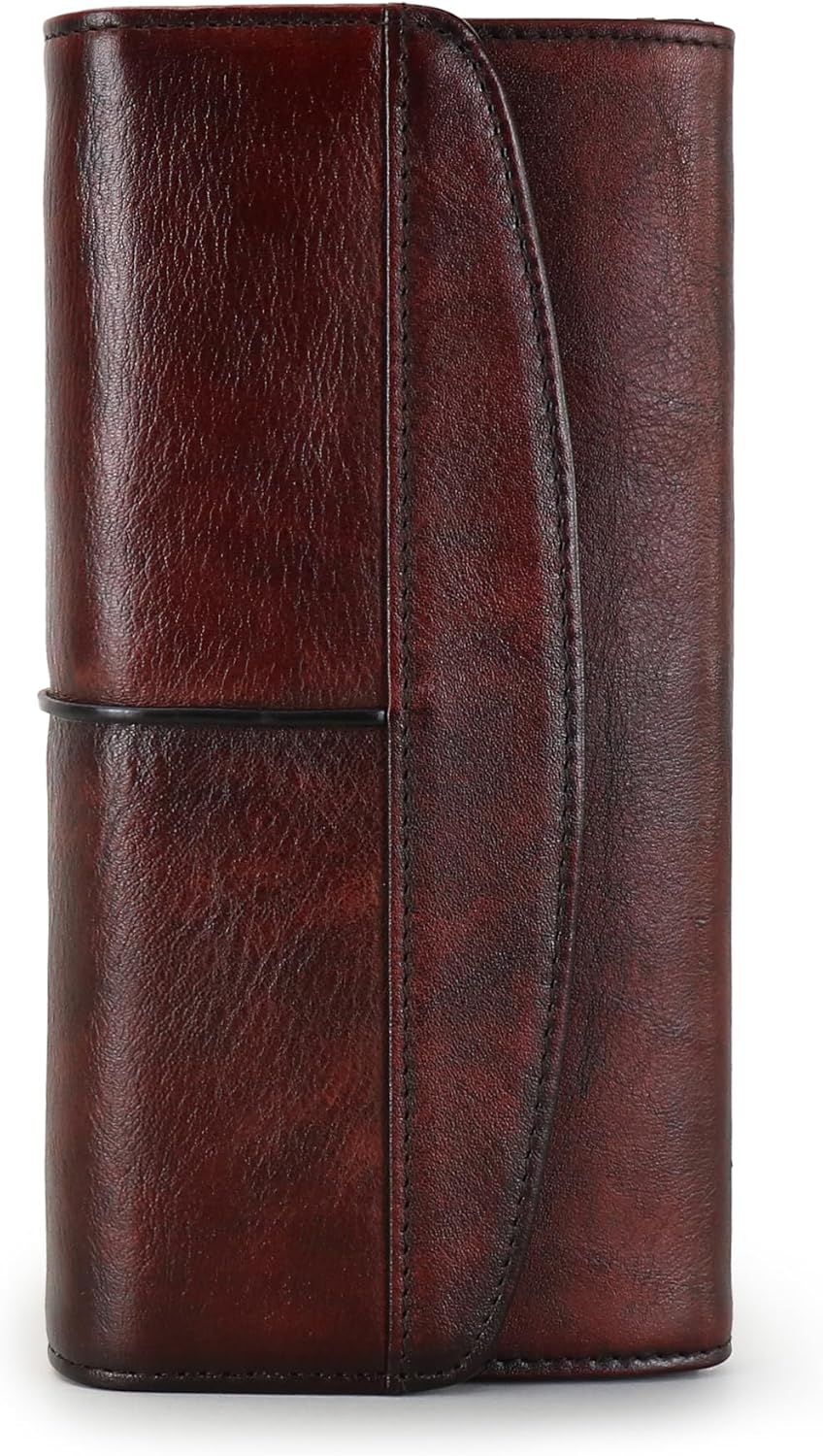 LETEULO Womens Leather Wallets Handmade Ladies Clutch Wallet Organizer Card Holder