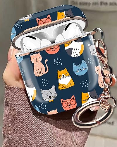Miniatura 2 de Funda protectora para Airpods 1 y 2, funda rígida protectora a prueba de golpes con llavero, bonita funda para AirPods, funda para AirPods para